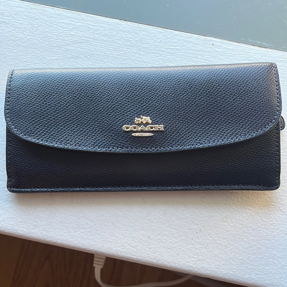 Navy Blue Coach Leather Wallet